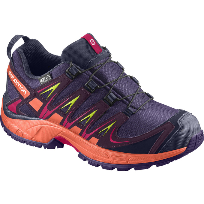 SALOMON XA PRO 3D CSWP J Philippines - Kids' Trail Running Shoes - Purple/Orange | 891056-NUX